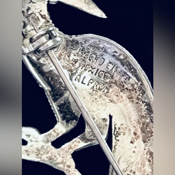 Old DESIGNER Hecho En Mexico Silver - Fantasy Peacock Bird Brooch Pin - Picture 3 of 4